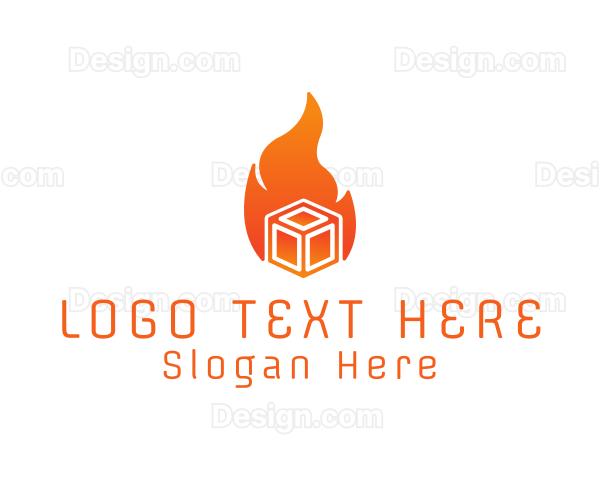 Flame Fire Box Cube Logo