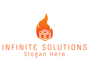 Flame Fire Box Cube Logo