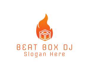 Flame Fire Box Cube logo design