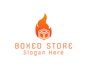 Flame Fire Box Cube logo design