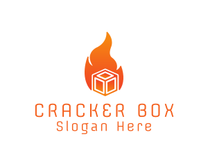 Flame Fire Box Cube logo design