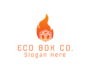 Flame Fire Box Cube logo design