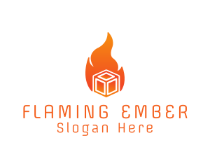 Flame Fire Box Cube logo design