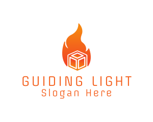 Flame Fire Box Cube logo design