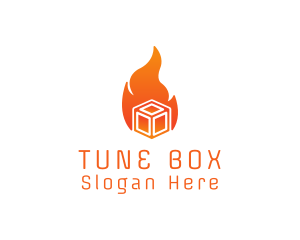 Flame Fire Box Cube logo design