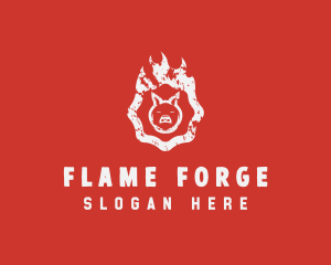 Grill BBQ Flame logo design