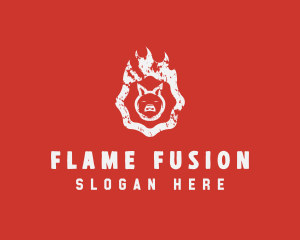 Grill BBQ Flame logo design