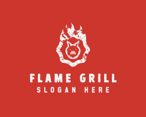 Grill BBQ Flame logo design