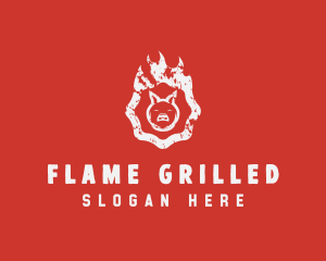 Grill BBQ Flame logo design