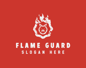 Grill BBQ Flame logo design