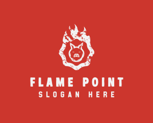 Grill BBQ Flame logo design