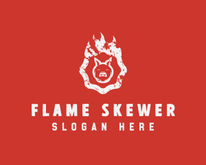 Grill BBQ Flame logo design