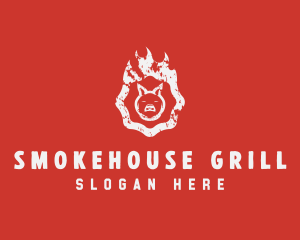 Grill BBQ Flame logo design