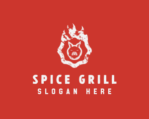 Grill BBQ Flame logo design