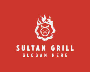 Grill BBQ Flame logo design