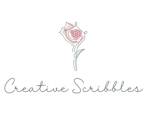 Rose Flower Scribble logo design