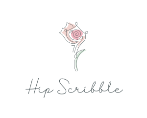 Rose Flower Scribble logo design