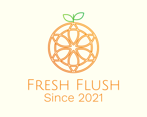 Orange Floral Line Art  logo design