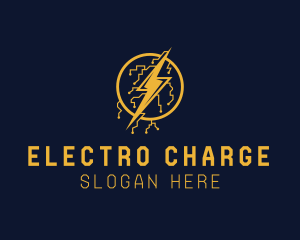 Electric Circuit Lightning Bolt logo design