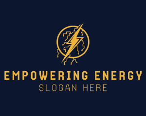 Electric Circuit Lightning Bolt logo design