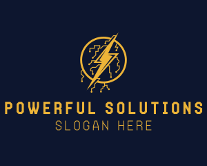 Electric Circuit Lightning Bolt logo design