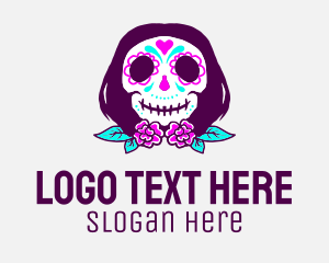 Colorful Calavera Skull Logo