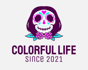 Colorful Calavera Skull logo design