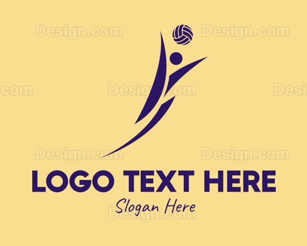 Purple Volleyball Player Logo