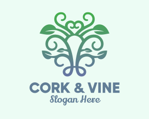 Symmetrical Gradient Vine logo design