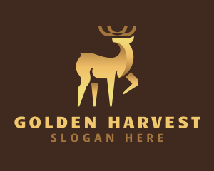 Golden Deer Animal logo design