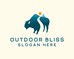 Buffalo Bison Wildlife Adventure logo design