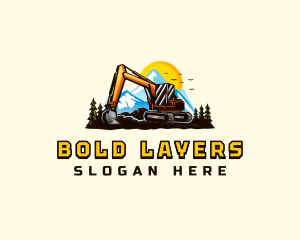 Mountain Excavation Excavator logo design