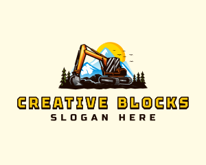 Mountain Excavation Excavator logo design