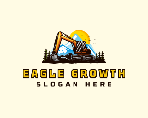 Mountain Excavation Excavator logo design