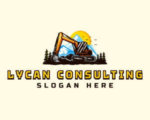 Mountain Excavation Excavator logo design