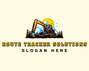 Mountain Excavation Excavator logo design