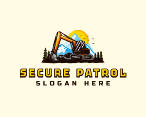 Mountain Excavation Excavator logo design