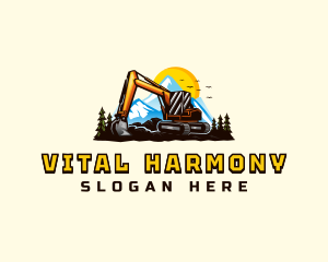 Mountain Excavation Excavator logo design