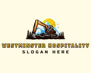 Mountain Excavation Excavator logo design