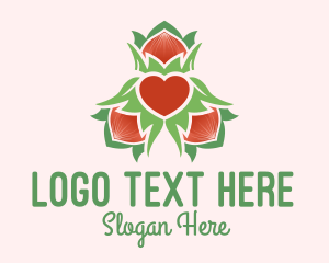 Organic Heart Leaf Decoration Logo