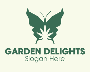 Green Weed Butterfly logo design