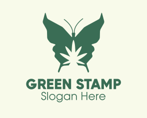 Green Weed Butterfly logo design