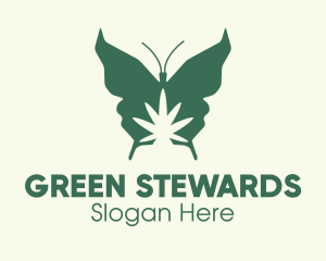 Green Weed Butterfly logo design