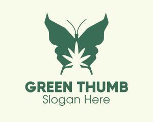 Green Weed Butterfly logo design