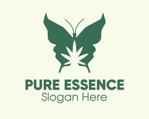 Green Weed Butterfly logo design