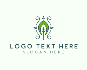 Eco Organic Tribal Leaf logo