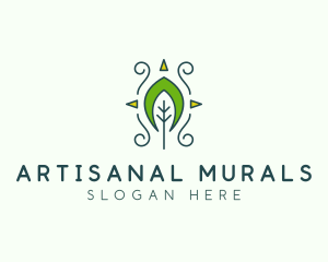 Eco Organic Tribal Leaf logo design