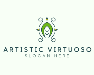 Eco Organic Tribal Leaf logo design