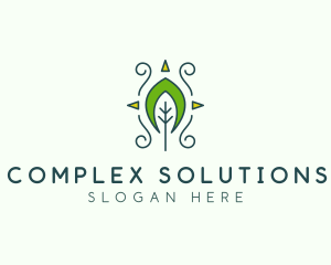 Eco Organic Tribal Leaf logo design