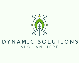 Eco Organic Tribal Leaf logo design